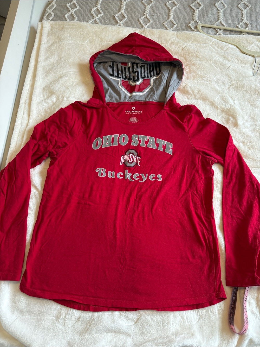 Ohio State Colosseum Red Hooded Long Sleeve hooded Buckeyes shirt